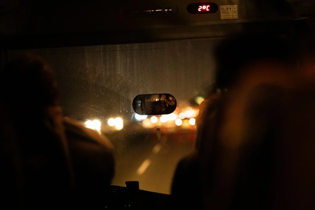 Interior de un autobús interurbano